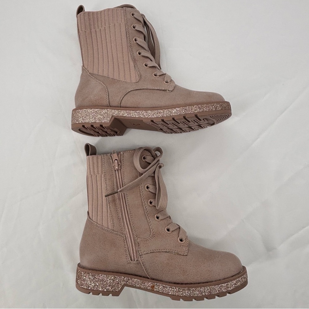 Mia Kids Girls’ Everli Glitter Combat Boot in Blush Size 13 w Side Zipper NWOT - Picture 5 of 14